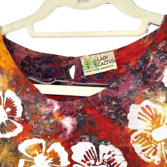 Lady Cactus Womens Shorts Top Set Size Medium M Vintage Batik Print Bohemian - Picture 4 of 12